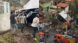 Menina morre após caminhão atingir carro estacionado - Reprodução