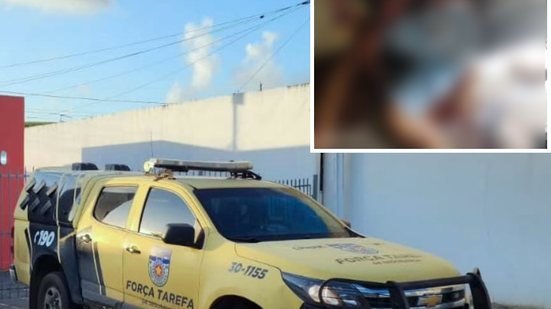 Montagem com imagem de arquivo de uma viatura da 1ª Cia. Independente e a imagem menor de onde a vítima foi encontrada morta - Reprodução / PM-AL | Reprodução / Redes sociais