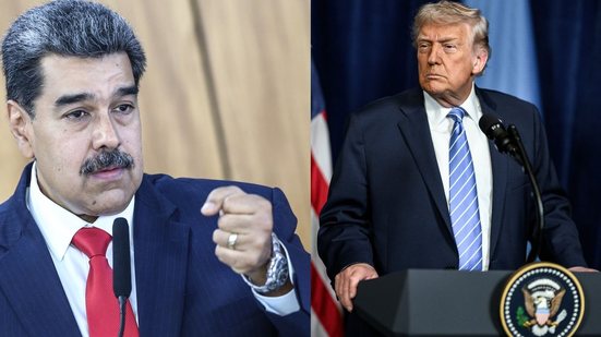 O ditador venezuelano Nicolás Maduro e o presidente dos EUA Donald Trump - Créditos imagem à esquerda: Gabriela Biló / Folhapress | Créditos imagem à direita: Daniel Torok / Official White House