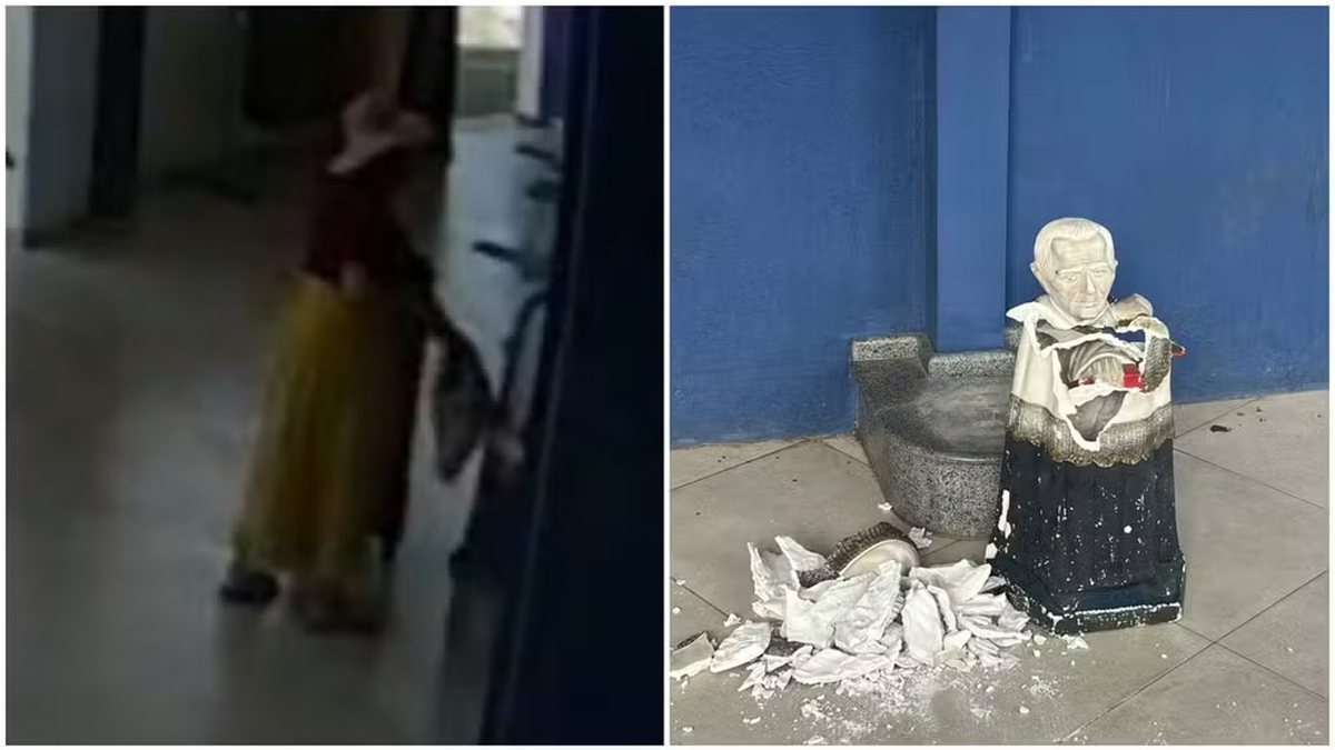 Vídeo: turista argentina é presa após vandalizar estátua de Padre Cícero