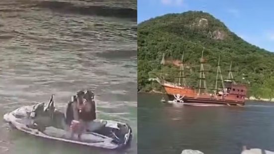 Casal se beijava em moto aquática quando foi atropelado por 'barco pirata' em Balneário Camboriú - NSC TV / Reprodução