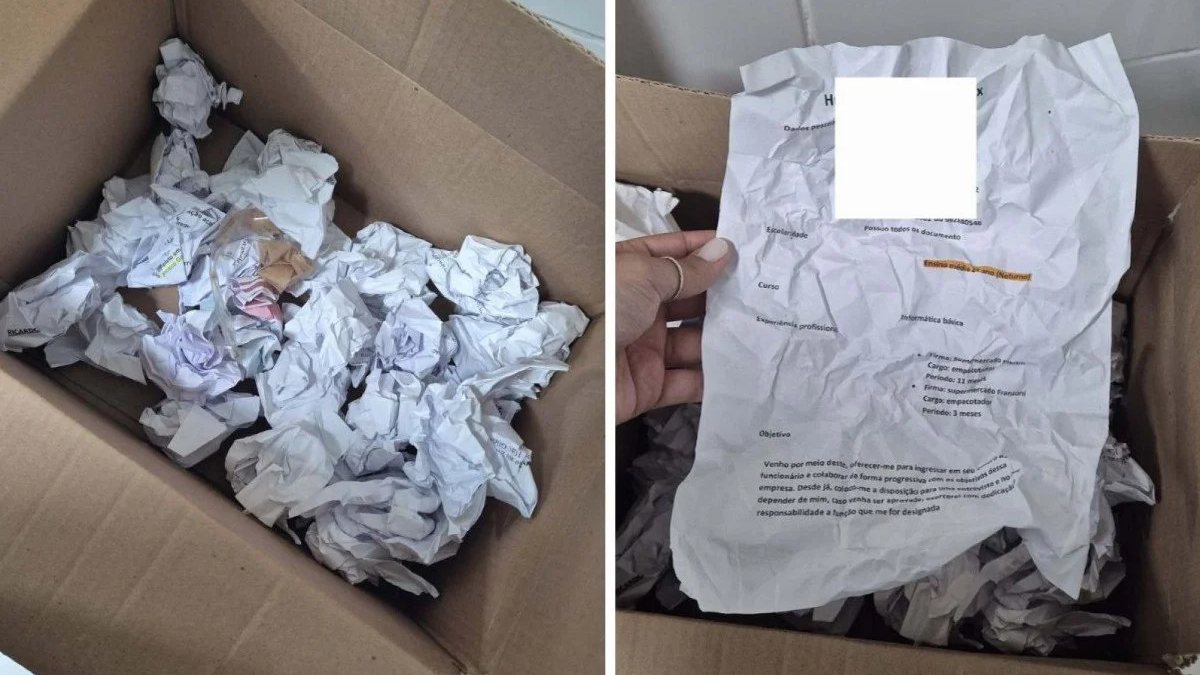 Cliente recebe encomenda que comprou on\u002Dline embalada com currículos\u003B veja fotos