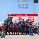 Membros da equipe da Motolancia-SIV (Mike 01) e USA 06 que participaram do salvamento do jovem - Ascom Samu