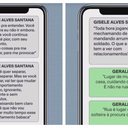 Mensagens trocadas entre o tenente-coronel Geraldo Neto e a esposa PM Gisele Alves Santana - Reprodução / TV Globo