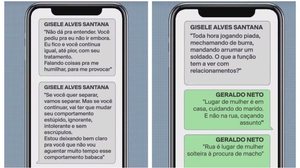 Mensagens trocadas entre o tenente-coronel Geraldo Neto e a esposa PM Gisele Alves Santana - Reprodução / TV Globo