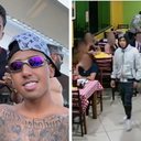 Nino Abravanel ao lado do irmão, Deric e momento que o influenciador e amigos saem de restaurante - Reprodução / Uol / Instagram