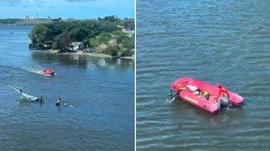Imagens aéreas mostram resgate de corpo de pescador na lagoa Mundaú - Reprodução / DEA