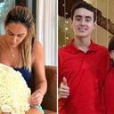 Sarah recebeu um buquê de rosas brancas de um grupo de mulheres como gesto de apoio - Foto 1: Divulgação / Casa da Mulher Brasileira de Itumbiara | Foto 2: Reprodução / Instagram de Thales Machado