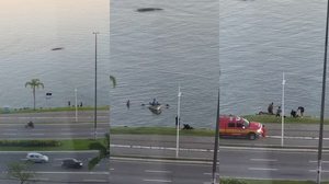 Carro cai no mar da Avenida Beira-Mar, em Florianópolis - Reprodução / NSC TV