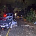 Carro em que estavam as cinco vítimas fatais do acidente - PMRv de Santa Catarina