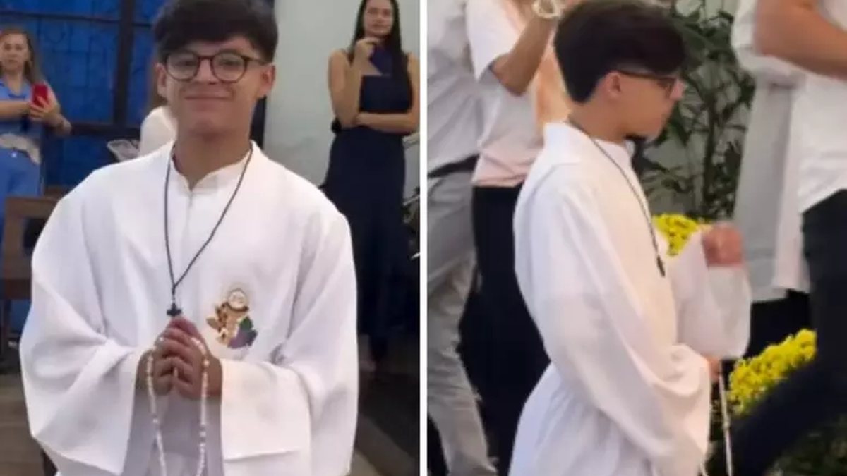 Filho de Cristiano Araújo faz 1ª comunhão e impressiona pela semelhança com o pai
