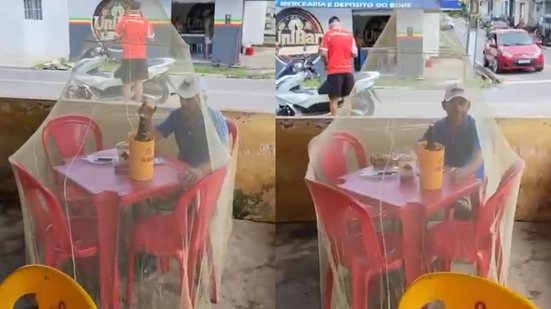 Homem recorre a mosquiteiro dentro de bar e expõe problema antigo em União dos Palmares - Foto: Reprodução