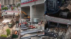 China remove ponte e instala viaduto sob trilhos em 24h - Reprodução / X