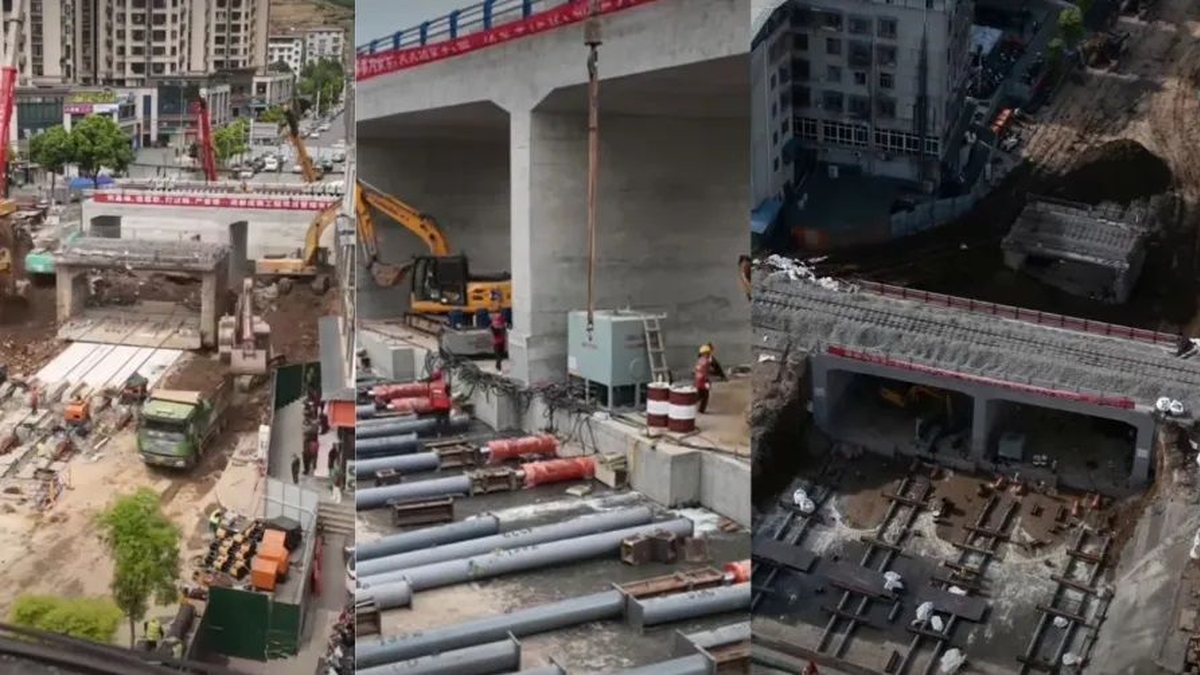 Como é possível? China remove ponte e instala viaduto sob trilhos em 24h