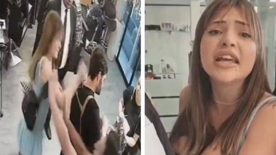 Laís Gabriela Barbosa da Cunha, de 27 anos, foi autuada no 91° DP em SP por lesão corporal, ameaça e autolesão - Reprodução / TV Globo