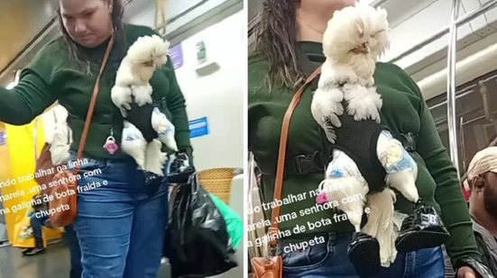 Imagem Mulher é flagrada levando galinha de bota, fralda e chupeta no metrô
