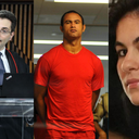 Da esquerda à direita: o promotor Thiago Riff, o ex-goleiro Bruno e Eliza Samudio - Divulgação / MP; Folhapress e Reprodução