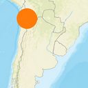 Marca de onde houve terremoto de magnitude 6,9 nesta segunda-feira (25) no Chile, segundo o Centro de Sismologia USP - Reprodução / Centro de Sismologia da USP