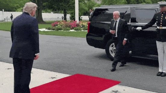 Lula chega à Casa Branca pra encontro com Trump - Reprodução / TV Globo