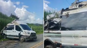Acidente entre caminhões, carro e van deixa feridos na BR-424, entre Viçosa e Cajueiro - Reprodução / Redes sociais