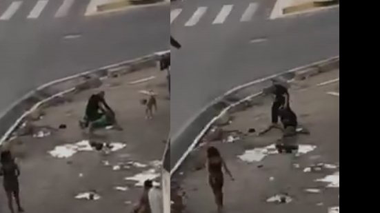 Homem em situação de rua espanca outro à luz do dia e vídeo é registrado