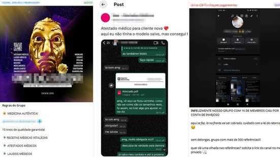 Atestados médicos falsos são vendidos por R$ 40 no WhatsApp e no Telegram - Reprodução