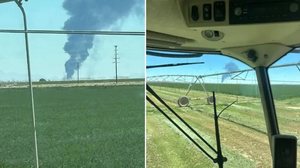 Avião bombardeiro cai logo após decolar de base aérea nos EUA - Reprodução / X