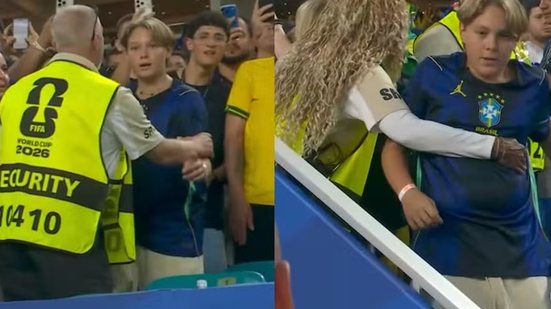 Imagem Davi Lucca é barrado por seguranças ao tentar encontrar o pai Neymar após vitória do Brasil