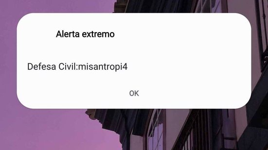 Alerta extremo da Defesa Civil de "misantropia" foi recebido em cidades como São Paulo, Brasília, Curitiba, Aracaju e Rio Branco - Reprodução