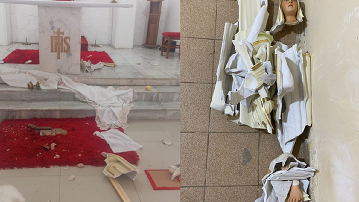 Homem supostamente em surto invade igreja e danifica imagens sacras no interior de Sergipe