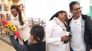 Pedido de casamento ao vivo surpreende repórter da Globo - Reprodução / TV Globo