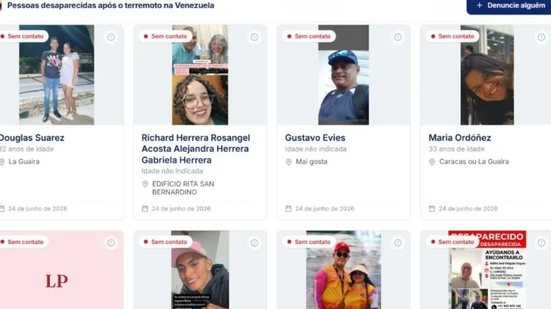 Site foi criado para conectar famílias com membros desaparecidos após terremoto na Venezuela - Reprodução