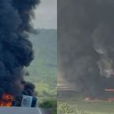 Caminhão-tanque que explodiu na BR-101 transportava 63 mil litros de diesel - Reprodução / Redes sociais