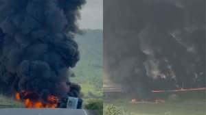 Caminhão-tanque que explodiu na BR-101 transportava 63 mil litros de diesel - Reprodução / Redes sociais