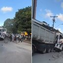 Engavetamento entre caminhões e carros deixa feridos e mobiliza Corpo de Bombeiros na Cambona - Reprodução / Redes sociais