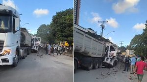 Engavetamento entre caminhões e carros deixa feridos e mobiliza Corpo de Bombeiros na Cambona - Reprodução / Redes sociais