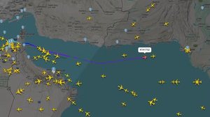 Imagem mostra rota do voo KTA1732, que desapareceu no mar antes de chagar ao destino final, Karachi - Flightradar / Reprodução