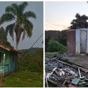 Ladrões desmontam casa de madeira e levam até porta de banheiro em SC - Reprodução / Record TV