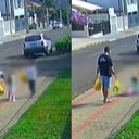 Pai é flagrado chutando a filha em Francisco Beltrão, no sudoeste do Paraná - Reprodução
