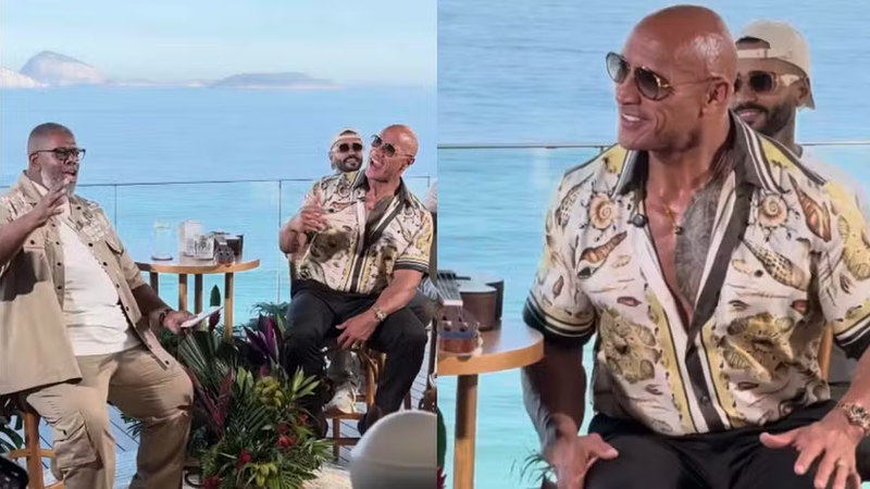 The Rock surge ao lado de Péricles curtindo samba no RioFoto: Reprodução/Instagram