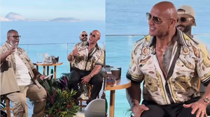 The Rock surge ao lado de Péricles curtindo samba no Rio - Foto: Reprodução/Instagram