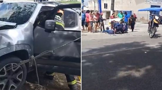 Acidente entre caminhão, carro e motocicleta deixa feridos no Santos Dumont - Reprodução / Redes sociais