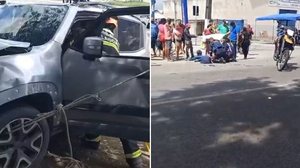 Acidente entre caminhão, carro e motocicleta deixa feridos no Santos Dumont - Reprodução / Redes sociais