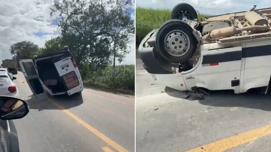 Acidente entre carro e van causa capotamento na BR-316, em Pilar - Reprodução / Redes sociais