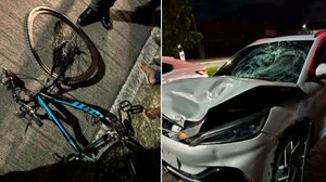 Bicicleta do jovem Ruan e o carro envolvido no atropelamento que vitimou o adolescente de 15 anos em Maceió - Reprodução / TV Pajuçara