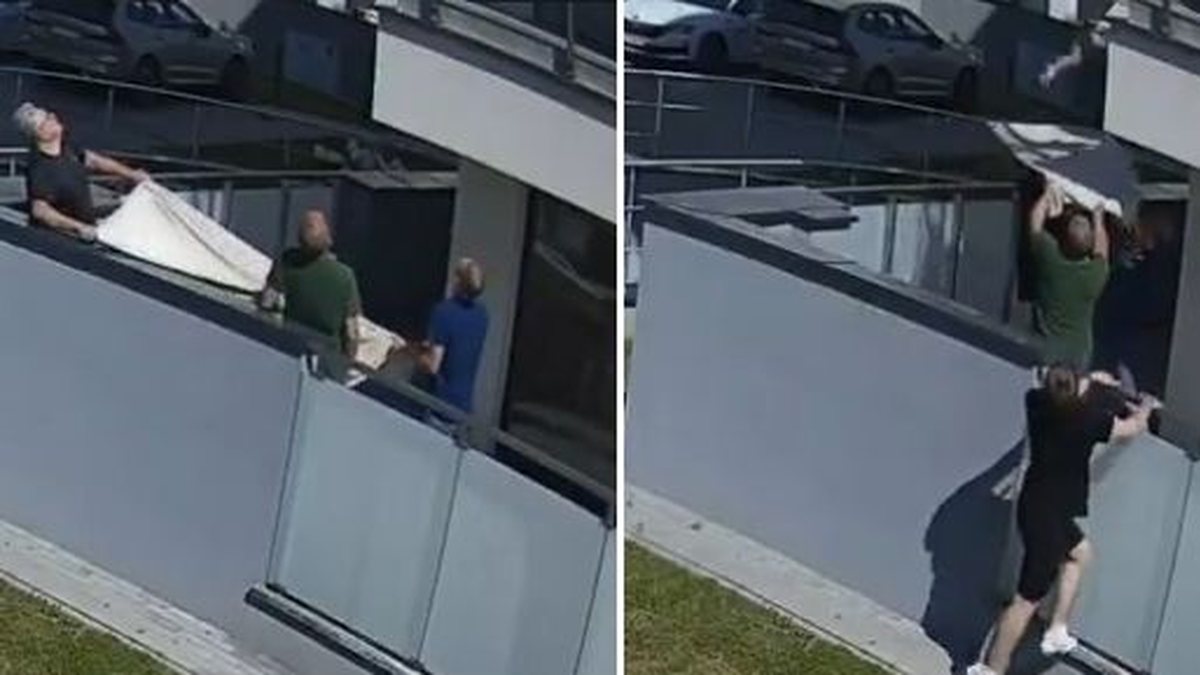 Vizinhos usam cobertor e salvam criança que caiu da sacada do quinto andar\u003B assista