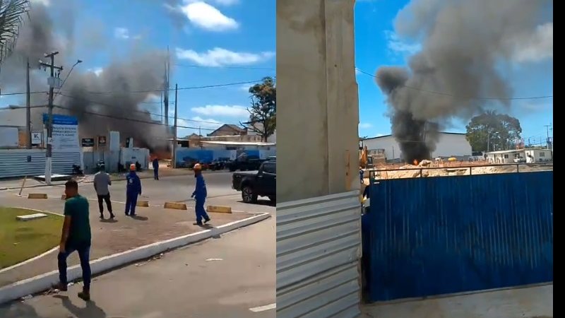 VÍDEO: incêndio em máquina em obra próxima ao estacionamento do Jaraguá mobiliza Bombeiros
