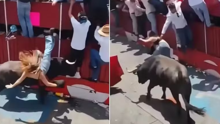 Imagens fortes: jovem leva chifrada no rosto durante ataque de touro no México