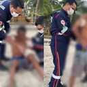 Imagem Vídeo: homem é salvo de afogamento após policial entrar no mar da Ponta Verde