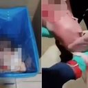 Bebê foi abandonado logo após nascer em lata de lixo de banheiro em aeroporto na Malásia - Reprodução